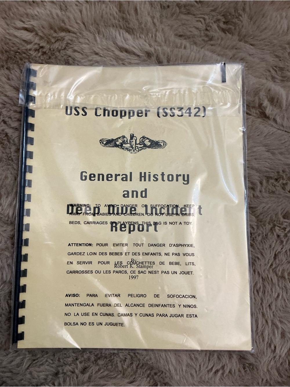 USS Chopper SS342 General History and Deep Dive Incident Report 1969 Book Stampe